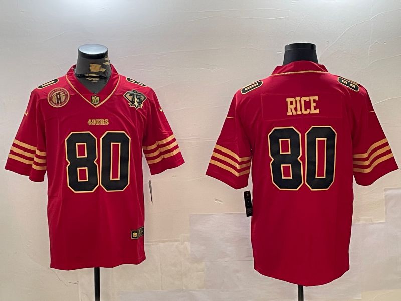 Men San Francisco 49ers #80 Rice Red Gold 2024 Nike Limited NFL Jersey style 12304